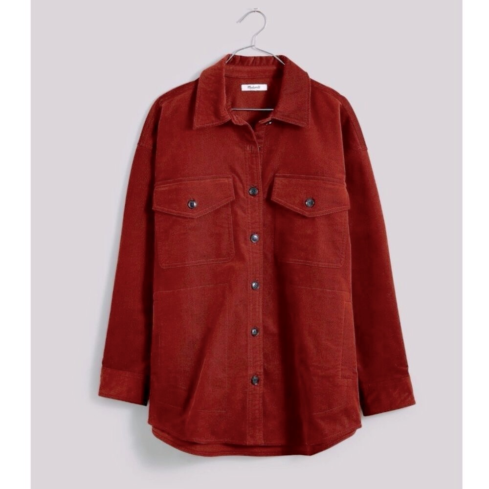 MADEWELL‎ | Corduroy Oversized Shirt-Jacket Stained Mahogany Burnt Orange | XXL